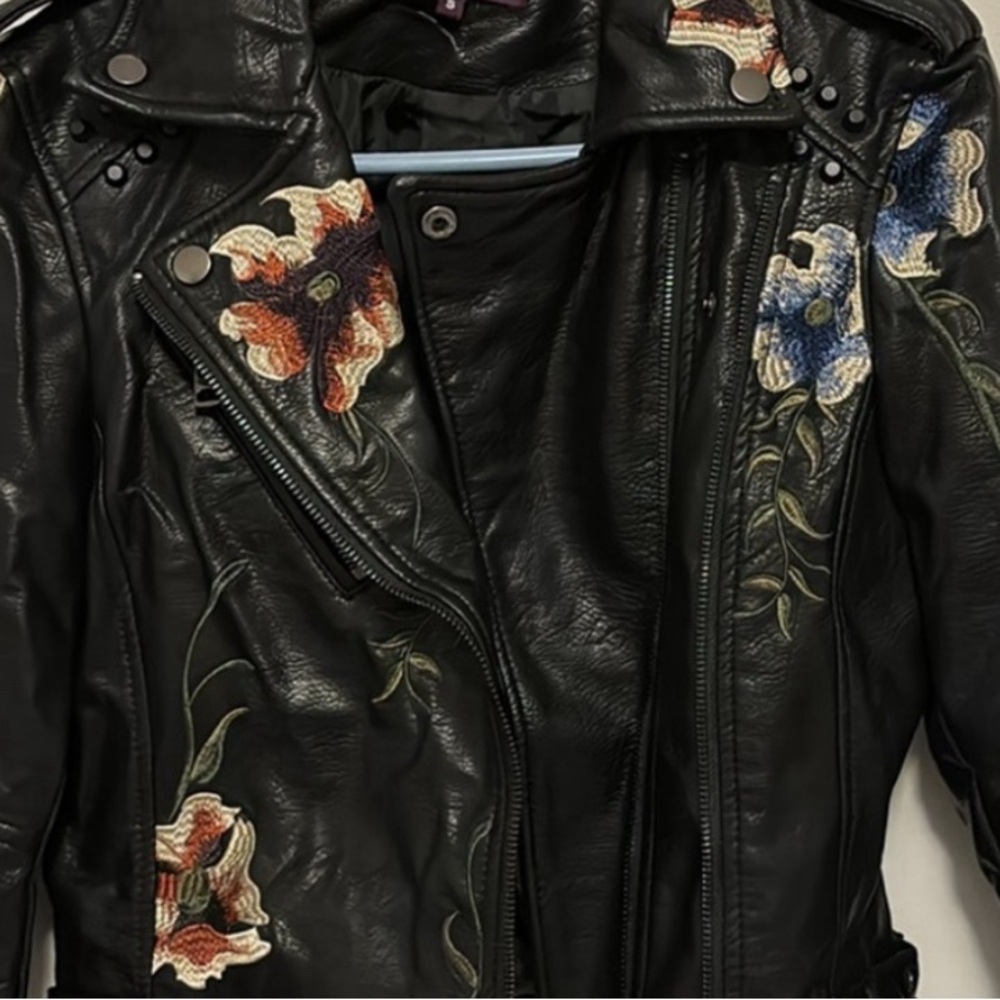 Vigoss Embroidered Floral Leather Jacket, Small, Black/Multi NWOT - Picture 9 of 12